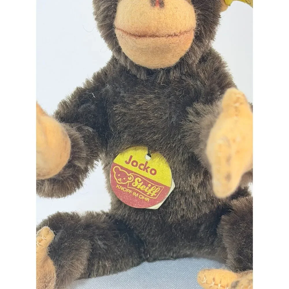 VTG Steiff Monkey Jocko Jointed Mohair Button 0020/16 Austria Germany 4.5